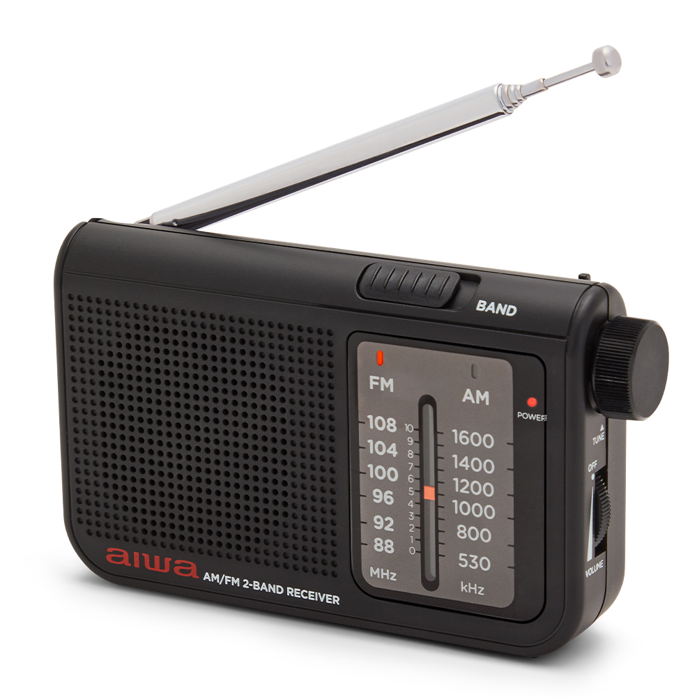 Aiwa RS-55/BK Radio tascabile, con audio alta definizione, doppio Tuner analogico AM/FM, alimentata a batterie ti permette di seguire i tuoi programmi radiofonici preferiti in ogni location!