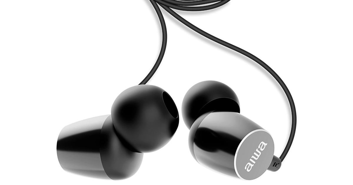 ESTM-30BK di AIWA è auricolare Stereo In-ear ultra compatto e leggero con collegamento a filo