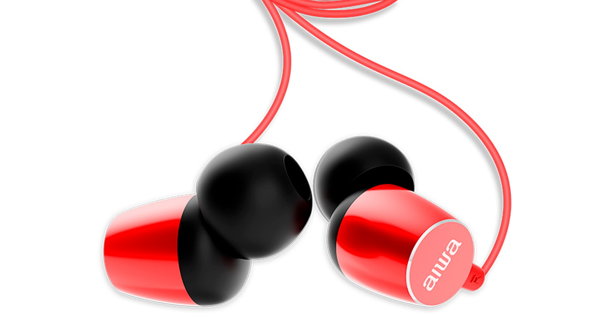 ESTM-30RD di AIWA è auricolare Stereo In-ear ultra compatto e leggero con collegamento a filo