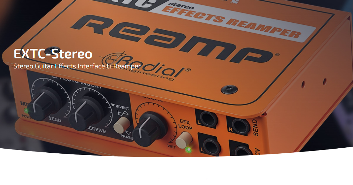 EXTC Stereo è un'interfaccia per il collegamento di pedali effetti per chitarra agli ingressi e alle uscite di apparecchiature audio professionali come: sistemi di registrazione e console di missaggio
