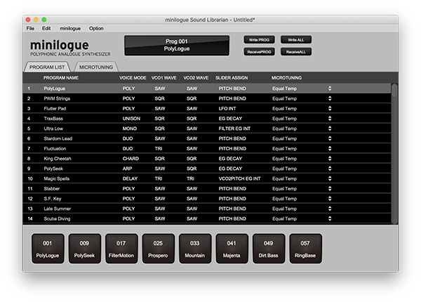 La schermata principale del software librarian gratuito per minilogue