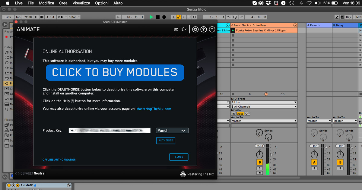 Come attivare il modulo PUNCH nel plugin Mastering the Mix Animate