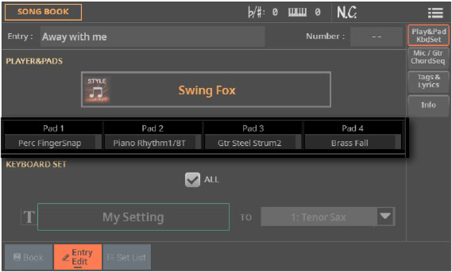 Diventa in questo modo più agile e rapido assegnare i Pad nelle Entries del Songbook