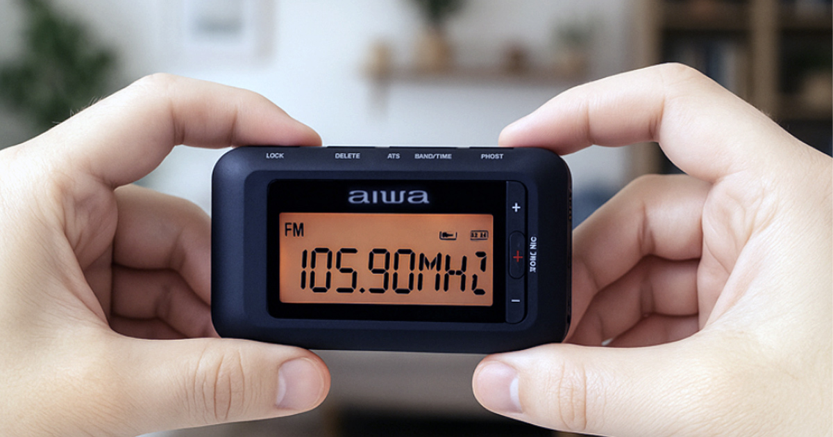 Aiwa RD-10 è una radio tascabile digitale compatta, leggera e completa, pensata per chi ama la semplicità senza rinunciare alla qualità. Perfetta per l’ascolto quotidiano, in viaggio o durante le attività all’aperto, unisce un design essenziale a funzioni pratiche e moderne.