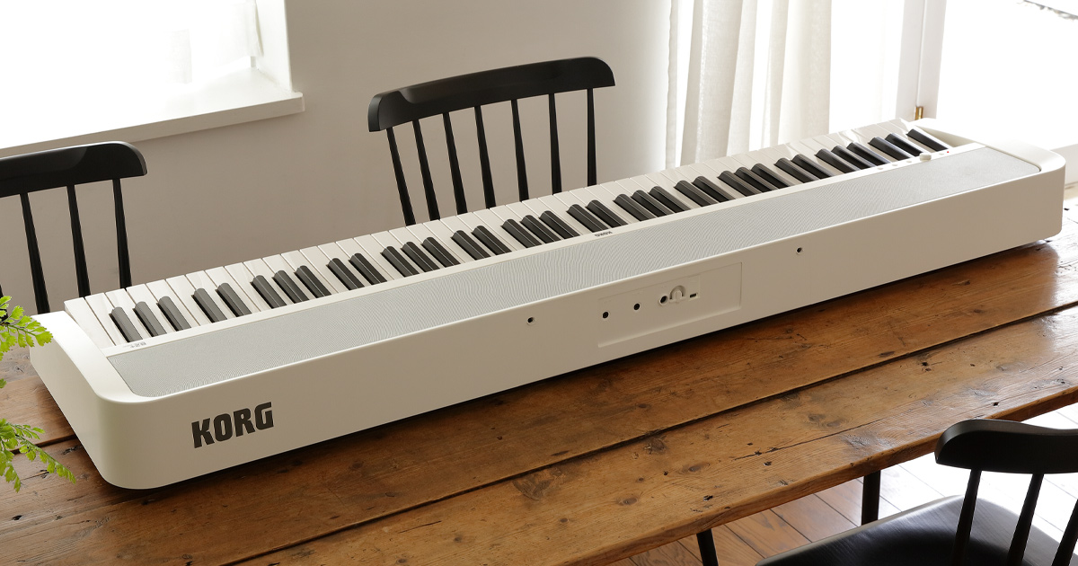 B2+ WH il piano digitale portatile KORG di colore bianco, grazie alla libreria sonora d’alta qualità, alla tastiera pesata dal tocco solido e alla connettività USB di Tipo-C, consente di esercitarti, usare app didattiche, suonare insieme alle tue tracce preferite o sperimentare nuove idee musicali.