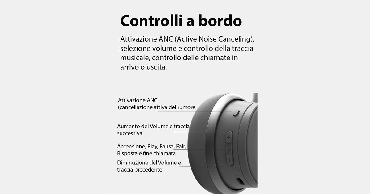 Le cuffie CS340BT QZ per la comunicazione wireless con cancellazione del rumore ambientale e attivo sono dotate di ANC (cancellazione attiva del rumore) all'avanguardia per ridurre significativamente il rumore di fondo indesiderato