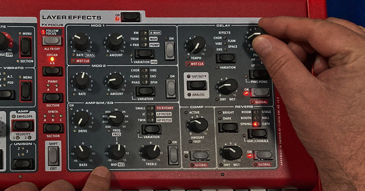 Una completa sezione DSP liberamente assegnabile con effetti di modulazione, simulazioni Amp/Eq, ritardo ambienti con qualità da studio