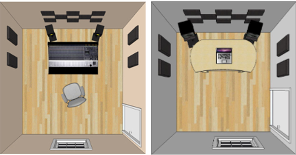 Esempi di trattamento acustico con Primacoustic London Kit 8 di due regie di produzione musicale