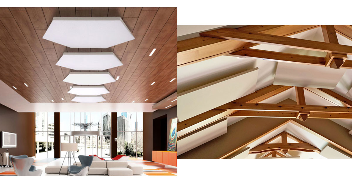 Esempio di installazione dei pannelli acustici da soffitto in ambienti reali