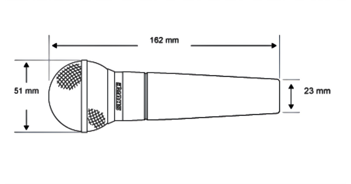 Dimensioni Shure SM58: microfono a gelato, dinamico, cardioide