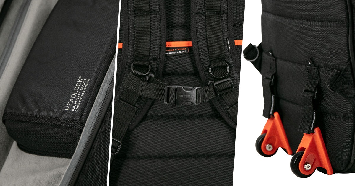 La MONO M80 Classic Ultra Bass protegge a massimo il tuo basso elettrico, grazie a un rivestimento resistente ad ogni condizione climatica e al sistema di sospensione del manico Headlock, che protegge lo strumento dagli urti. Trasporta la custodia comodamente grazie alle cinghie regolabili e al sistema di ruote applicabili Freeride Wheel System.