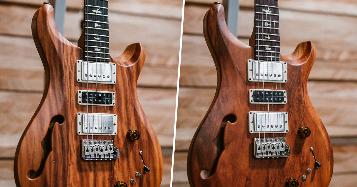 La S2 Special Semi-Hollow Reclaimed è un'edizione limitata di 700 chitarre realizzata con legni recuperati e riciclati. Il risultato è che ogni pezzo presenta caratteristiche estetiche uniche: sono anche stati lasciati eventuali fori, segni di usura o scolorimenti.