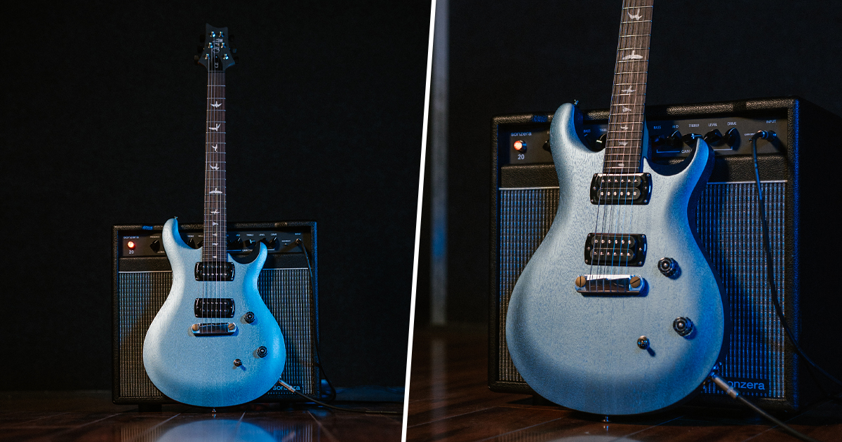 La SE CE 24 Standard Satin Stoptail è una chitarra essenziale: corpo in mogano, costruzione Bolt-On e ponte fisso Stoptail. Il risultato è un suono caldo e focalizzato, con un attacco veloce.