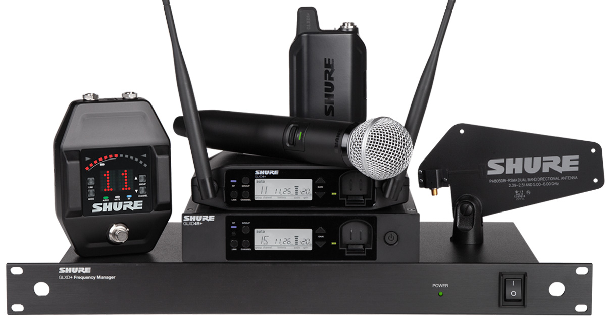 Shure GLXD+ sistemi wireless audio digitali Dual Band microfonici e per strumenti musicali