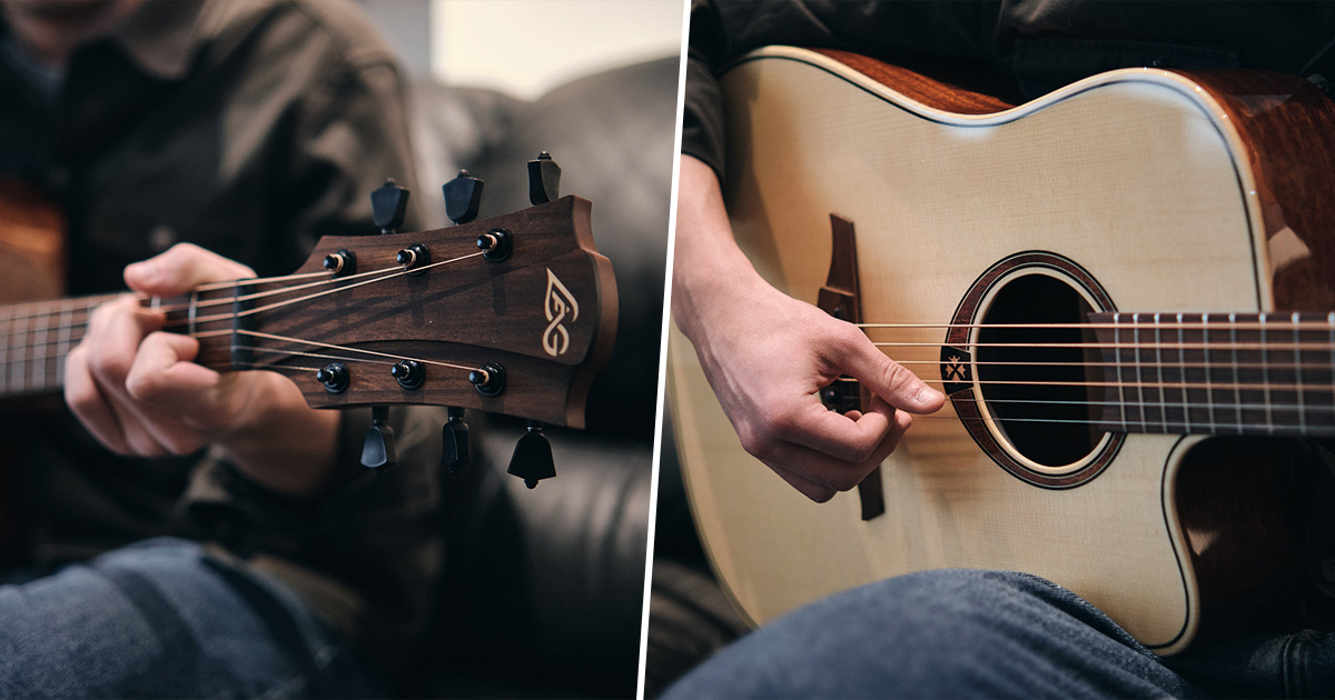 Le chitarre della serie 88 presentano una finitura lucida che risalta le caratteristiche dei legni.