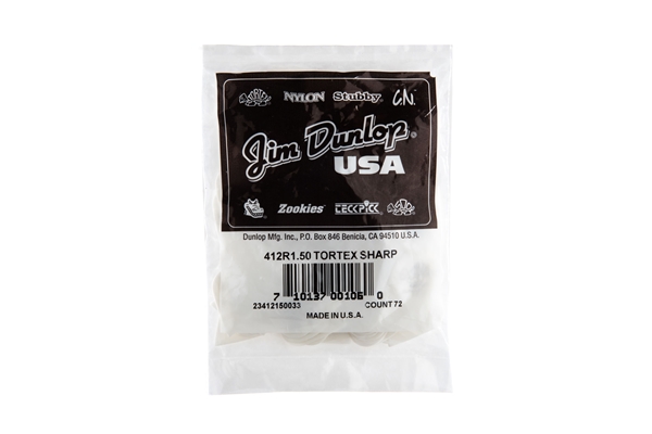 Dunlop - 412R1.5 Tortex Sharp White 1.5mm Bag/72
