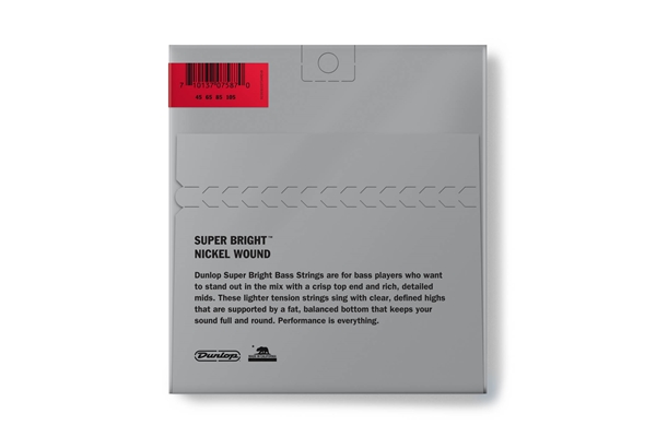 Dunlop DBSBN45105 Super Bright Nickel Wound, Medium Set/4