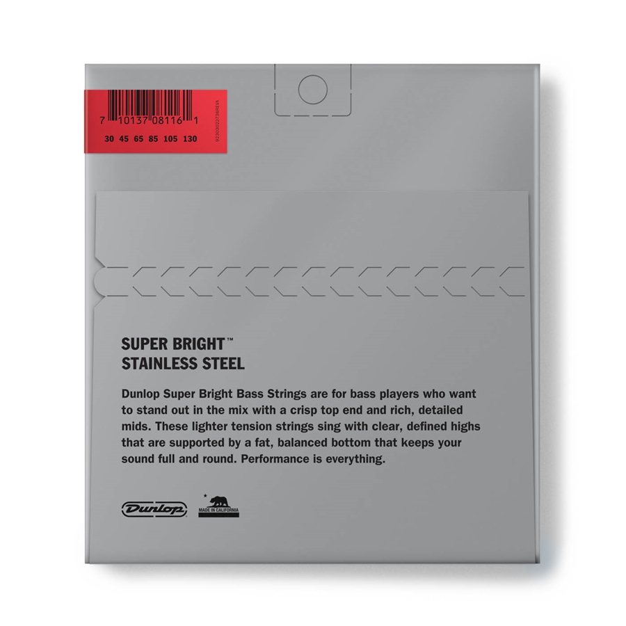 Dunlop DBSBS30130 Super Bright Stainless Steel, Medium Set/6
