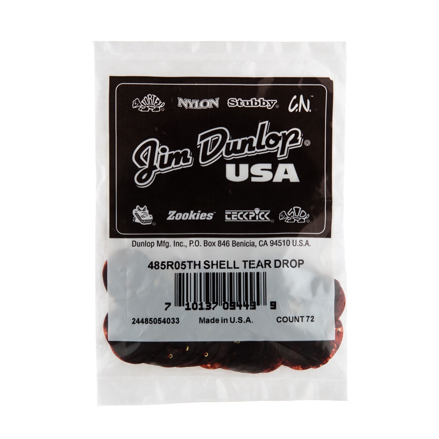 Dunlop 485R-05TH Celluloid Teardrop, Shell Thin Refill Bag/72