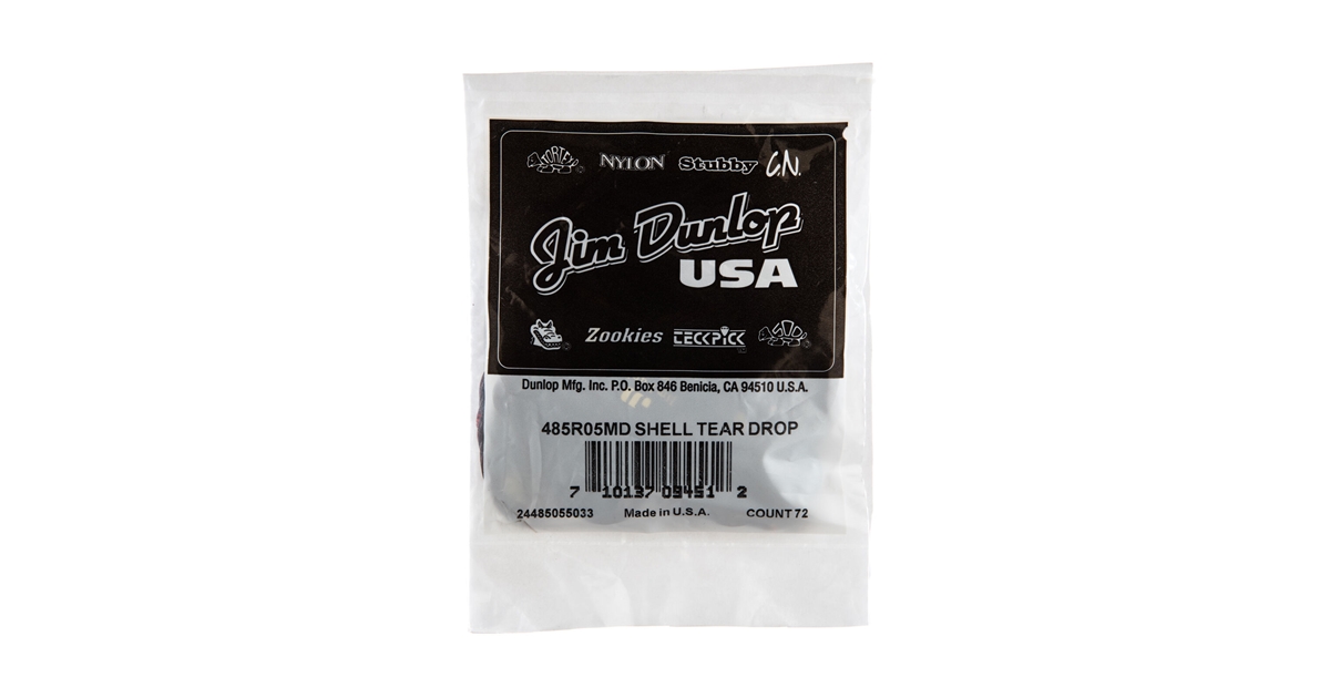 Dunlop 485R-05MD Celluloid Teardrop, Shell Medium Refill Bag/72