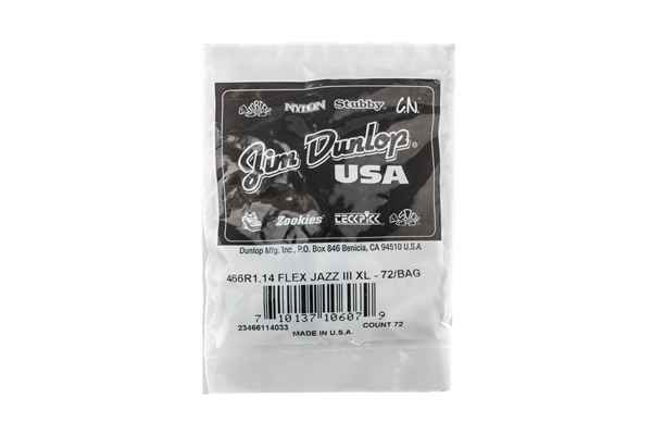 Dunlop - 466R114 Tortex Flex Jazz III XL 1.14 mm Bag/72