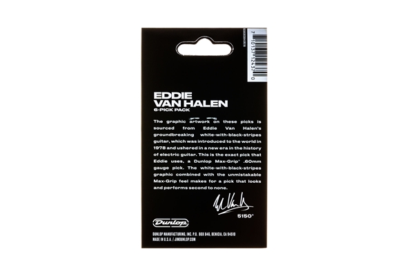 Dunlop - EVHP03 EVH Max Grip White With Black Stripes 0.60 mm Pack/6