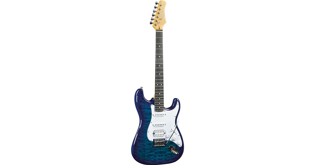 Eko Guitars S-350 See Thru Blue Quilted