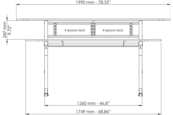 Quik Lok - Z/630 BK Workstation a 2 Ripiani Finitura Black