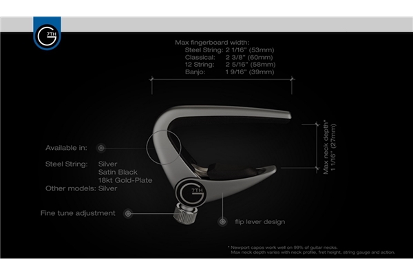 G7TH - Newport 6 String Silver Capo