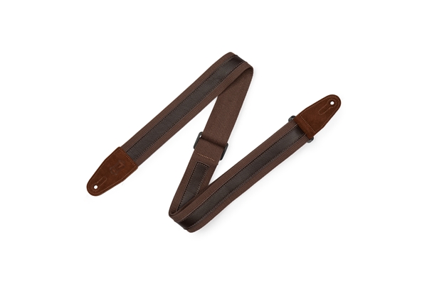 Levy's - MC2CG-BRN-DBR Tracolla in cotone Brown con strip in pelle Dark Brown 2
