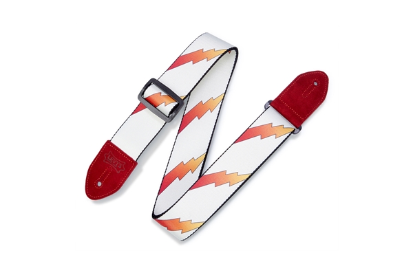 Levy's - MPRB2-001 Tracolla in poliestere Rainbolt White & Red 2