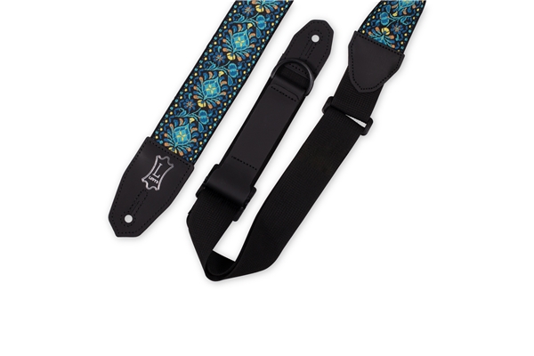 Levy's - MRHHT-04 Tracolla in jacquard Black, Blue, Gold Motif 2