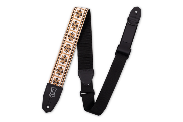 Levy's - MRHHT-07 Tracolla in jacquard White, Black, Gold Motif 2