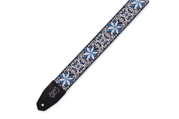 Levy's - MRHHT-10 Tracolla in jacquard Blue, White, Black Motif 2