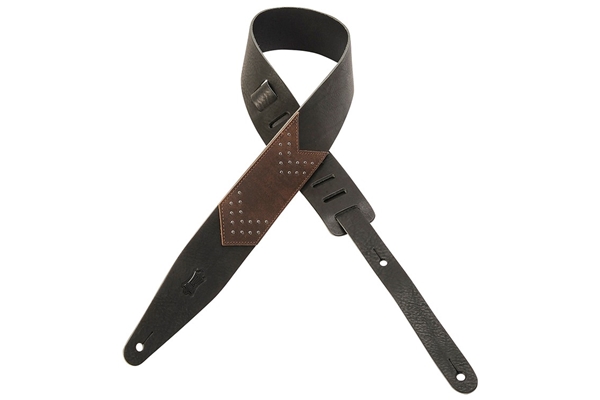 Levy's - MV317CSH-BLK Tracolla in pelle conciata al vegetale con inserti metallici Black 2 1/2