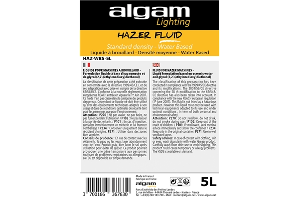 Algam Lighting - HAZ-WBS-5L Liquido Fumo Densità Media Base Acqua 5L