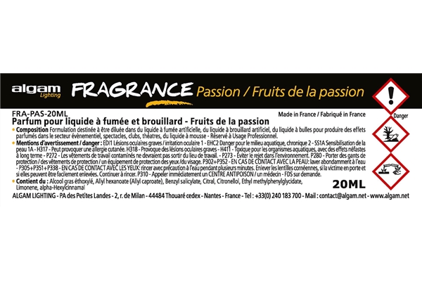 Algam Lighting - FRA-PAS-20ML Profumo per Liquido del Fumo 20ml Frutto della Passione