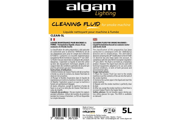 Algam Lighting - CLEAN-5L Liquido Pulizia Macchina del Fumo 5L