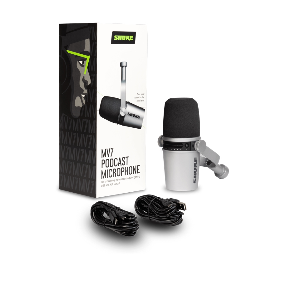 Shure MV7-S Microfono dinamico cardioide XLR/USB Argento