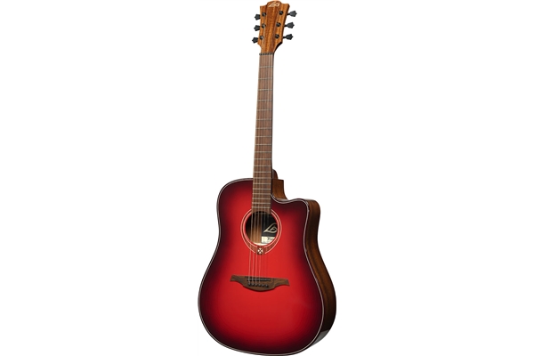 Lag Tramontane Special Edition T-RED-DCE Red Burst Dreadnought Cutaway EQ