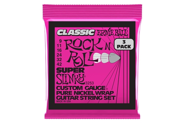 Ernie Ball 3253 Super Slinky Clas RnR  3 Pk 9 42