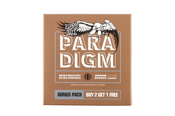 Ernie Ball 3318 Paradigm Light Phosphor Bronze 11-52 Gauge 3 Pack