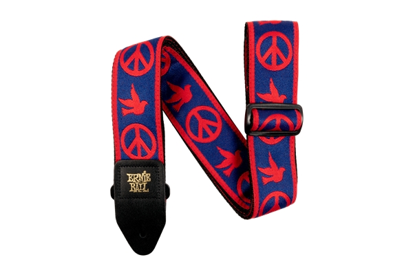 Ernie Ball - 4698 Tracolla Red and Blue Peace Love Dove Jacquard Strap 2021