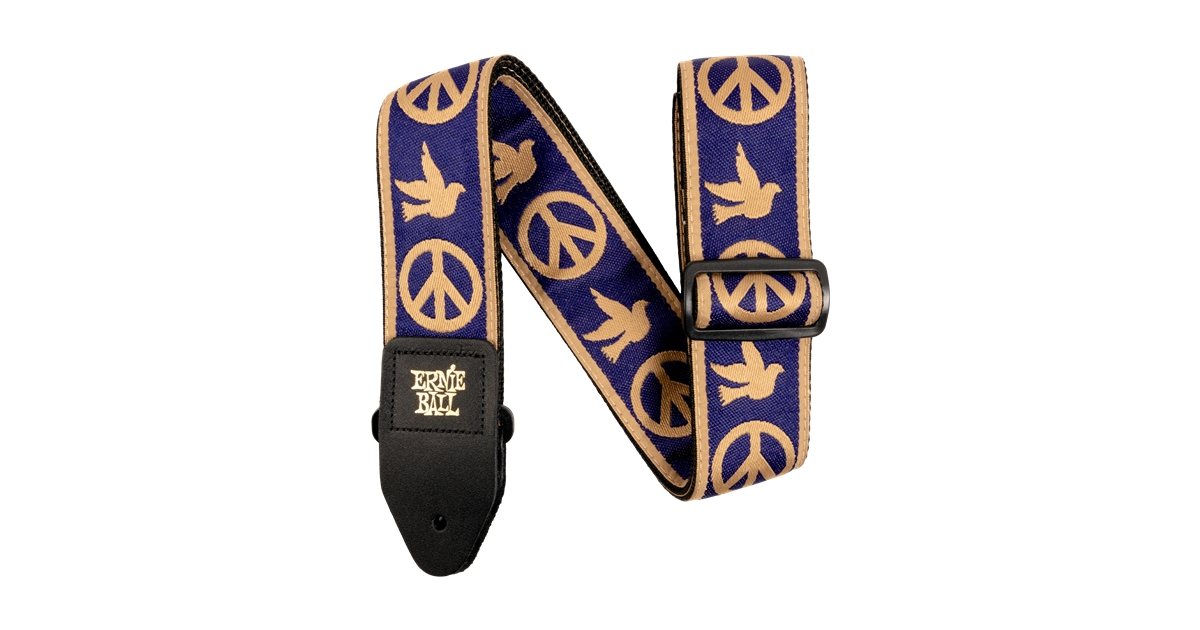 Ernie Ball 4699 Tracolla Navy Blue and Beige Peace Love Dove Jacquard Strap 2021