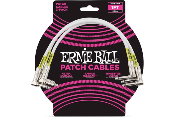 Ernie Ball - 6055 Cavo Patch White 30 cm 3 pz