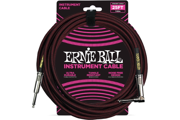 Ernie Ball - 6062 Cavo Braided Black/Red 7,62 m