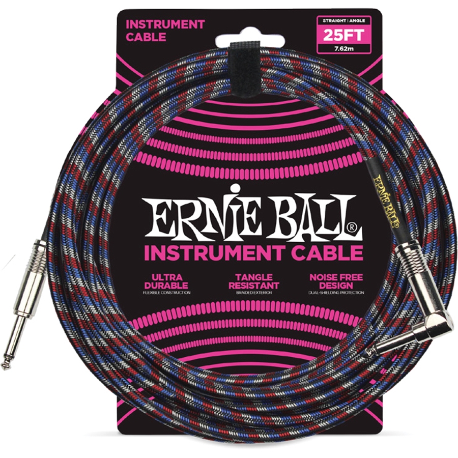 Ernie Ball 6063 Cavo Braided Black/Red/Blue/White 7,62 m