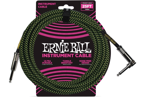 Ernie Ball - 6066 Cavo Braided Black/Green 7,62 m