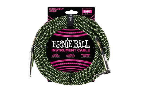 Ernie Ball - 6077 Cavo Braided Black/Green 3,05 m