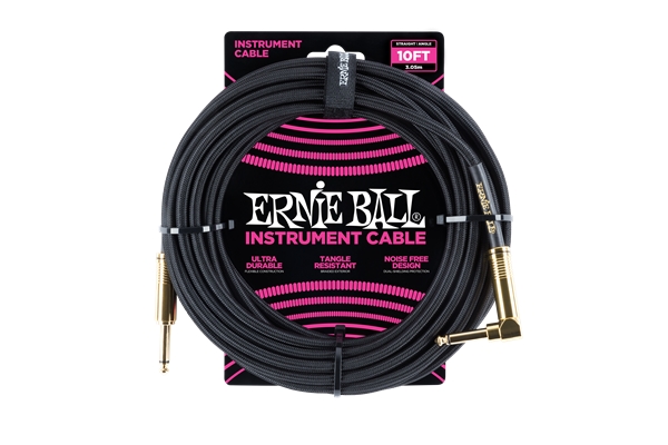 Ernie Ball - 6081 Cavo Braided Black Gold Tips 3,05 m
